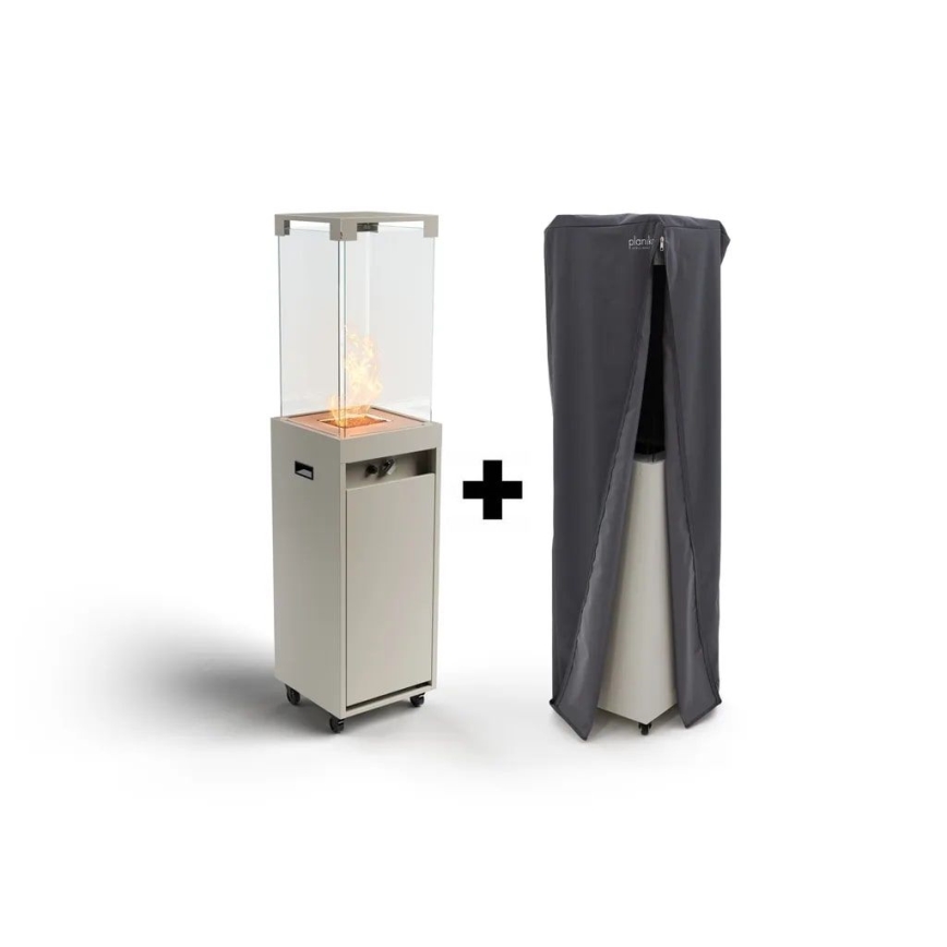 Planika - Outdoor gas fireplace 142x36 cm 8kW 1xAAA gray + protective cover
