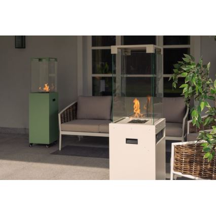Planika - Outdoor gas fireplace 142x36 cm 8kW 1xAAA white + protective cover