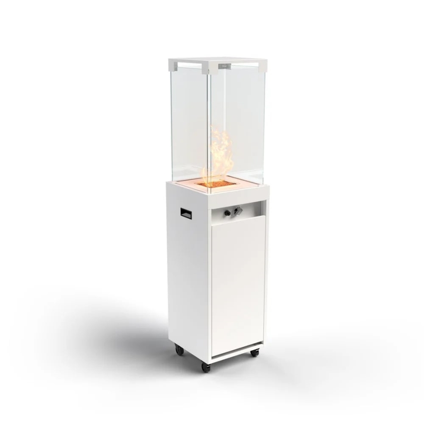Planika - Outdoor gas fireplace 142x36 cm 8kW 1xAAA white + protective cover