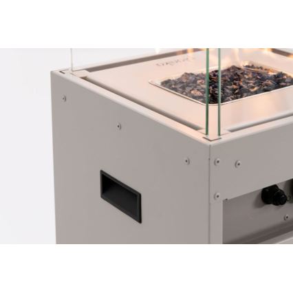 Planika - Outdoor gas fireplace 142x36 cm 8kW 1xAAA white + protective cover