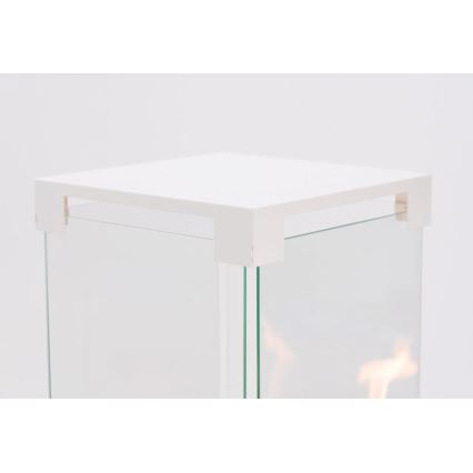 Planika - Outdoor gas fireplace 142x36 cm 8kW 1xAAA white + protective cover