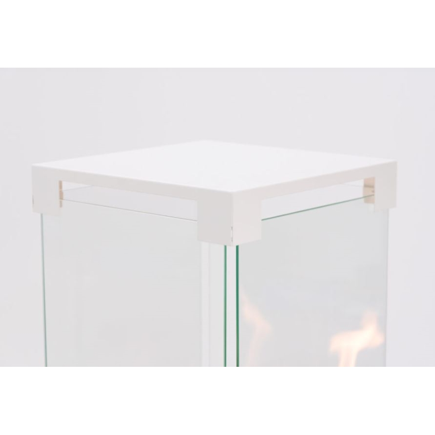 Planika - Outdoor gas fireplace 142x36 cm 8kW 1xAAA white + protective cover