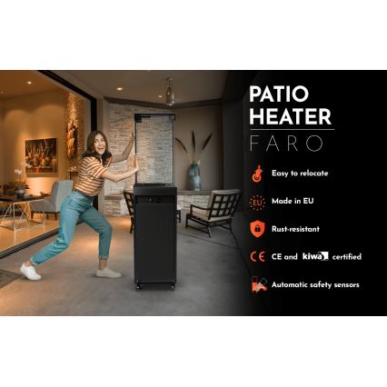 Planika - Outdoor gas fireplace 142x36 cm 8kW black + protective cover