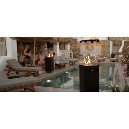 Planika - Outdoor gas fireplace 142x36 cm 8kW black + protective cover