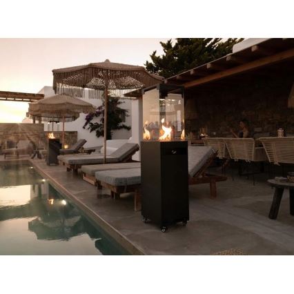 Planika - Outdoor gas fireplace 142x36 cm 8kW black + protective cover