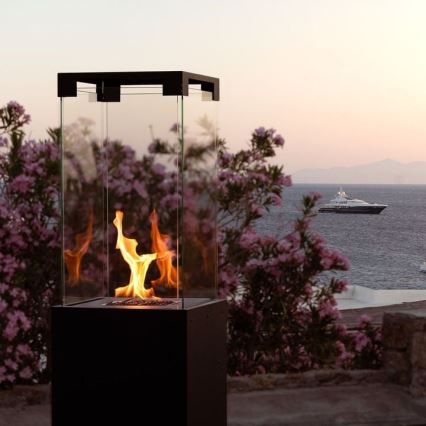Planika - Outdoor gas fireplace 142x36 cm 8kW black + protective cover