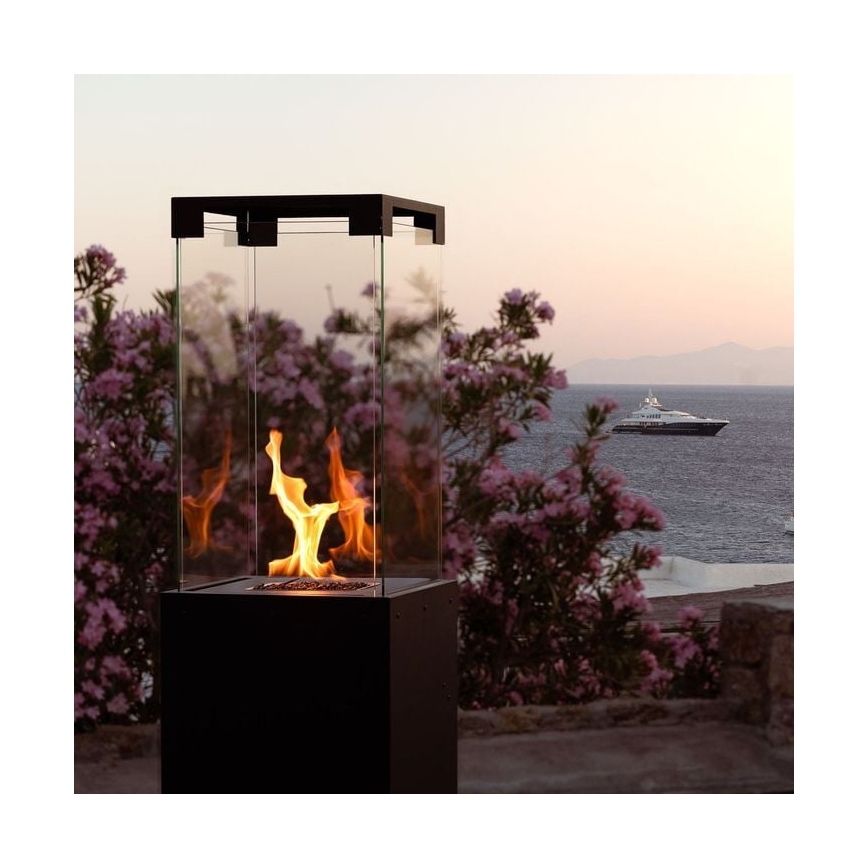 Planika - Outdoor gas fireplace 142x36 cm 8kW black + protective cover
