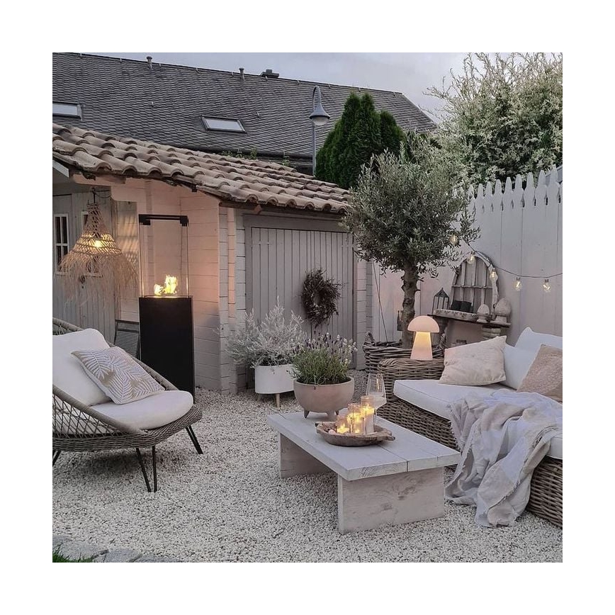 Planika - Outdoor gas fireplace 142x36 cm 8kW black + protective cover