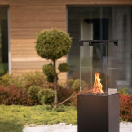 Planika - Outdoor gas fireplace 142x36 cm 8kW black + protective cover