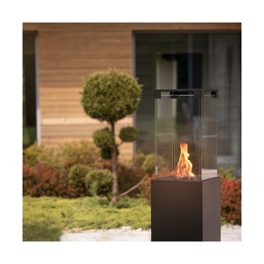 Planika - Outdoor gas fireplace 142x36 cm 8kW black + protective cover