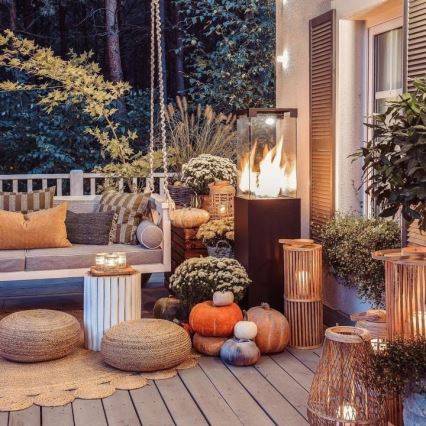 Planika - Outdoor gas fireplace 142x36 cm 8kW black + protective cover