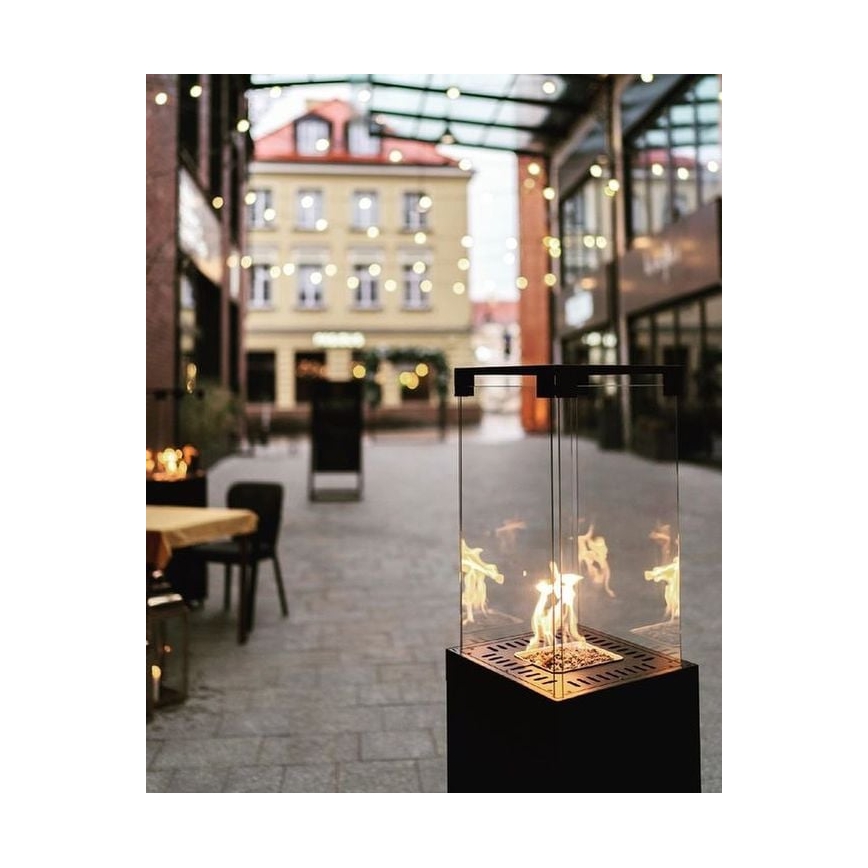 Planika - Outdoor gas fireplace 142x36 cm 8kW black + protective cover