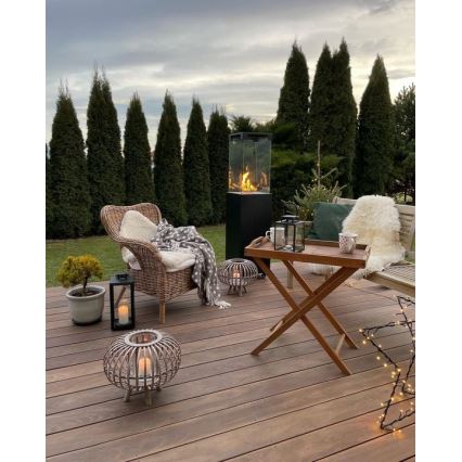 Planika - Outdoor gas fireplace 142x36 cm 8kW black + protective cover
