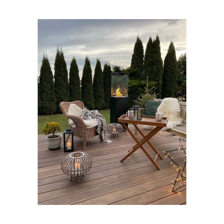 Planika - Outdoor gas fireplace 142x36 cm 8kW black + protective cover