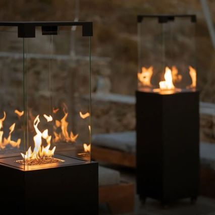 Planika - Outdoor gas fireplace 142x36 cm 8kW black + protective cover