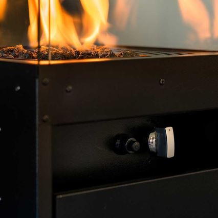 Planika - Outdoor gas fireplace 142x36 cm 8kW black + protective cover