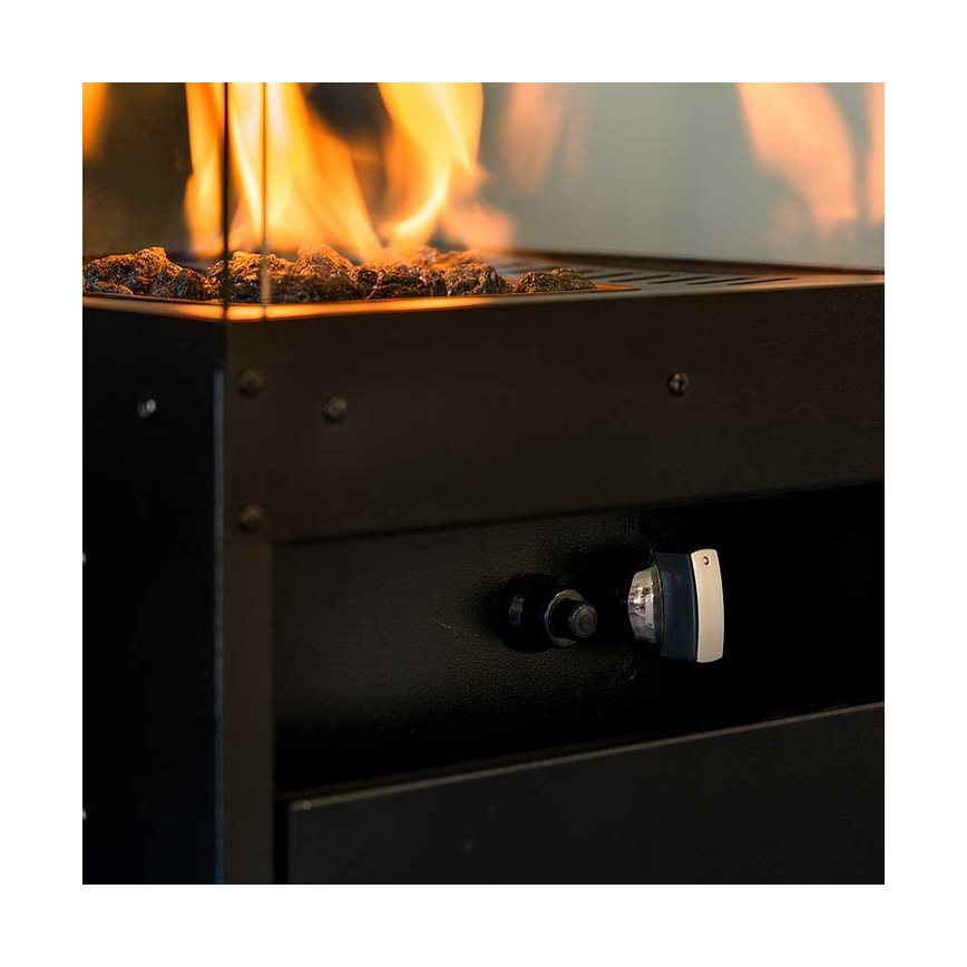 Planika - Outdoor gas fireplace 142x36 cm 8kW black + protective cover