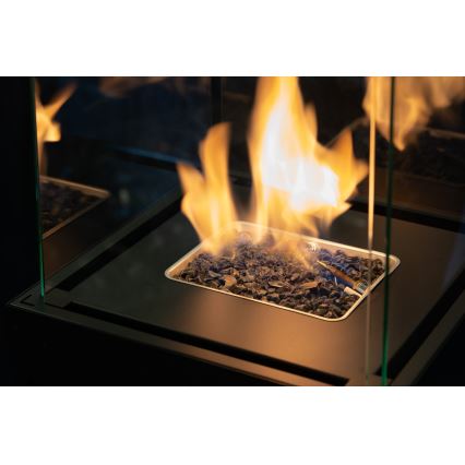 Planika - Outdoor gas fireplace 142x36 cm 8kW black + protective cover