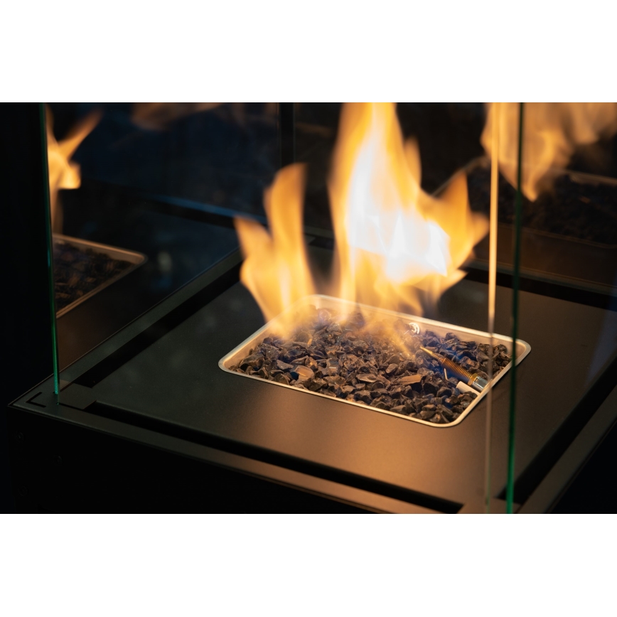 Planika - Outdoor gas fireplace 142x36 cm 8kW black + protective cover