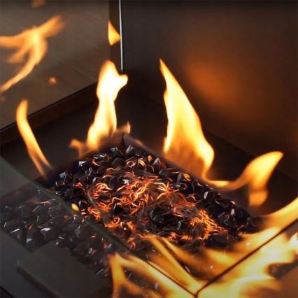 Planika - Outdoor gas fireplace 142x36 cm 8kW black + protective cover
