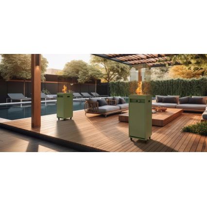 Planika - Outdoor gas fireplace 142x36 cm 8kW green + protective cover