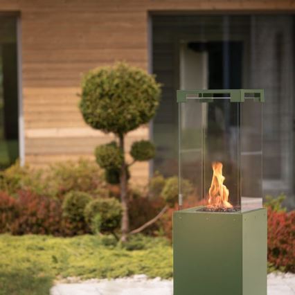 Planika - Outdoor gas fireplace 142x36 cm 8kW green + protective cover