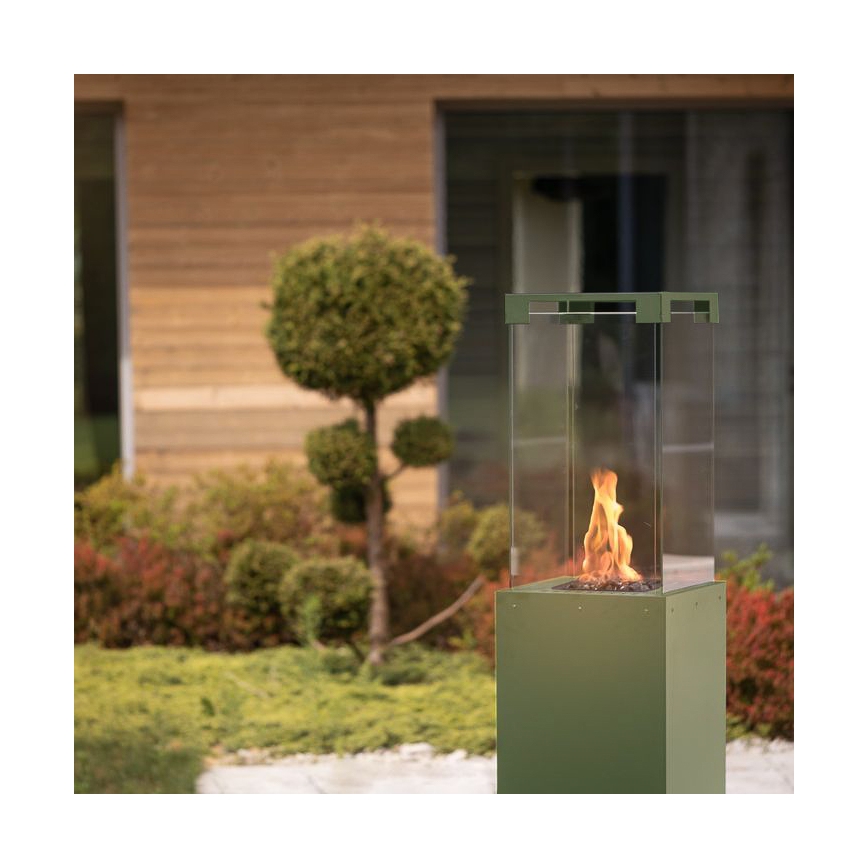 Planika - Outdoor gas fireplace 142x36 cm 8kW 1xAAA green + protective cover