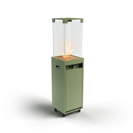 Planika - Outdoor gas fireplace 142x36 cm 8kW green + protective cover