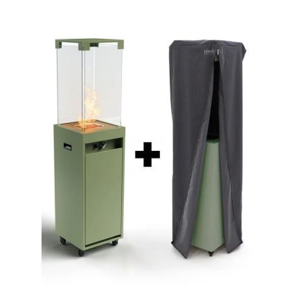 Planika - Outdoor gas fireplace 142x36 cm 8kW green + protective cover