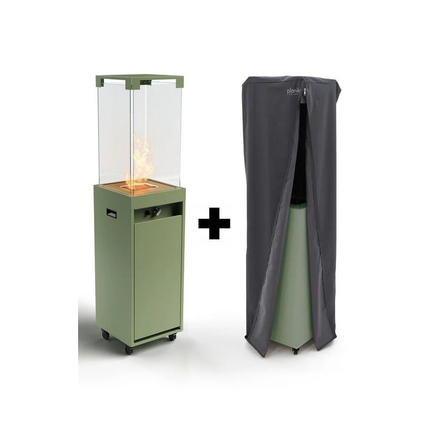 Planika - Outdoor gas fireplace 142x36 cm 8kW green + protective cover
