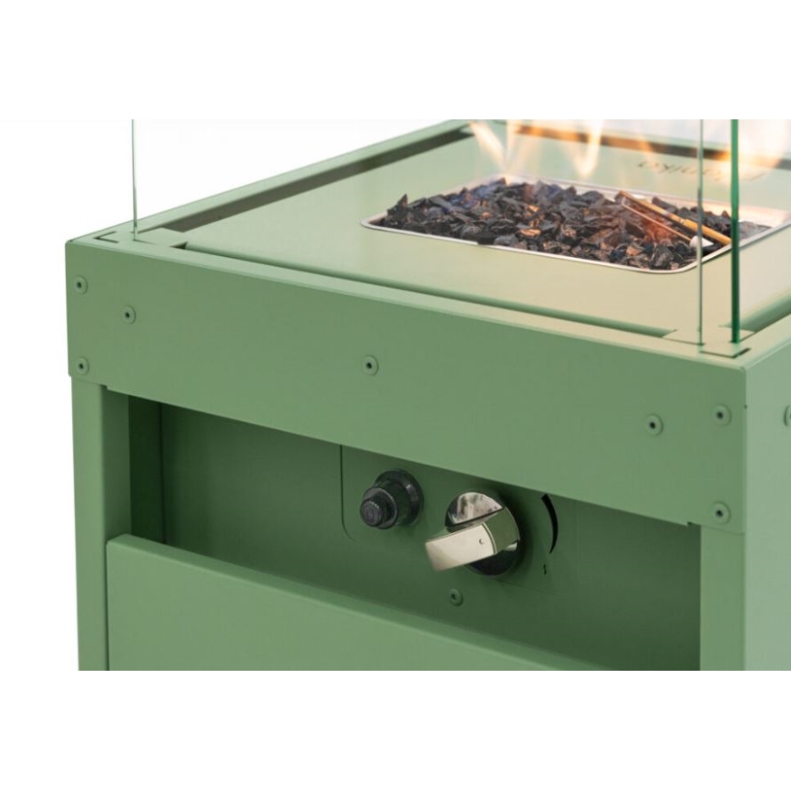 Planika - Outdoor gas fireplace 142x36 cm 8kW green + protective cover
