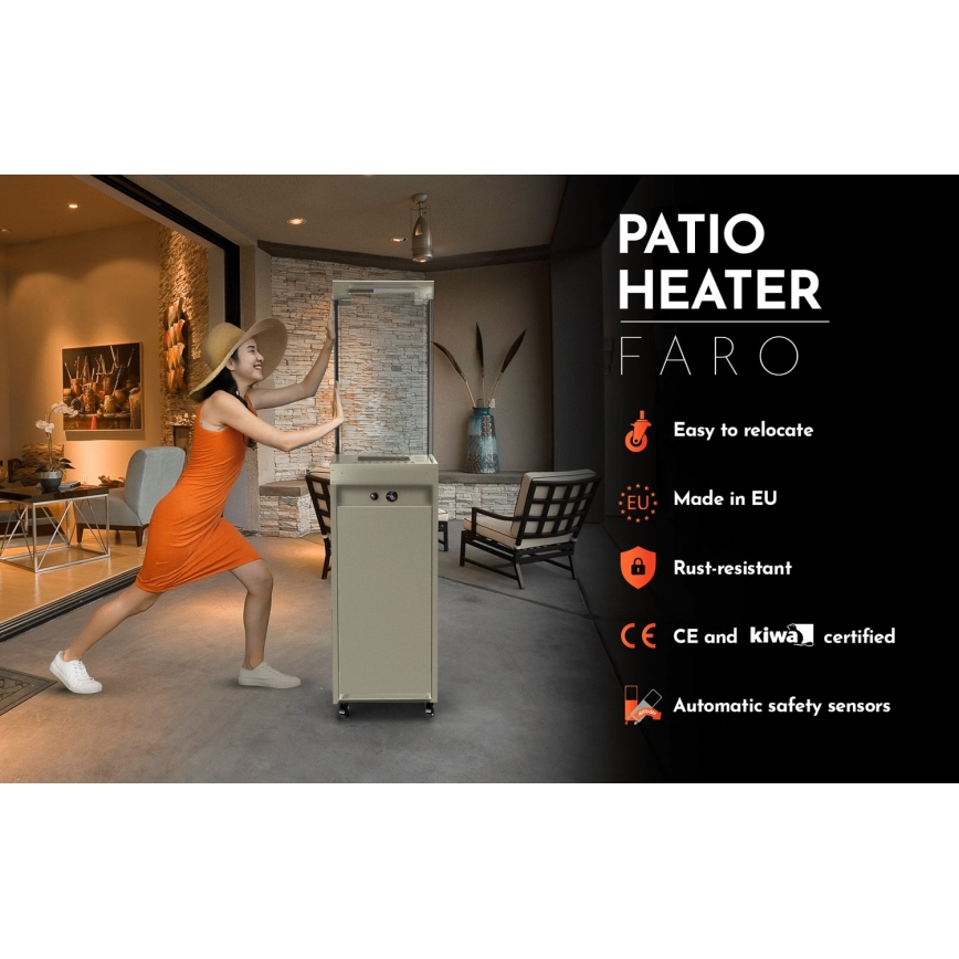 Planika - Outdoor gas fireplace 142x36 cm 8kW grey + protective cover
