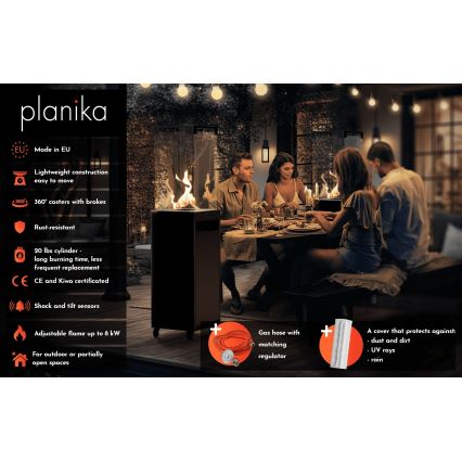 Planika - Outdoor gas fireplace 142x36 cm 8kW grey + protective cover