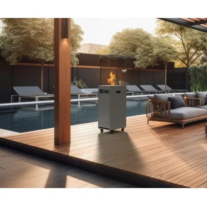 Planika - Outdoor gas fireplace 142x36 cm 8kW grey + protective cover
