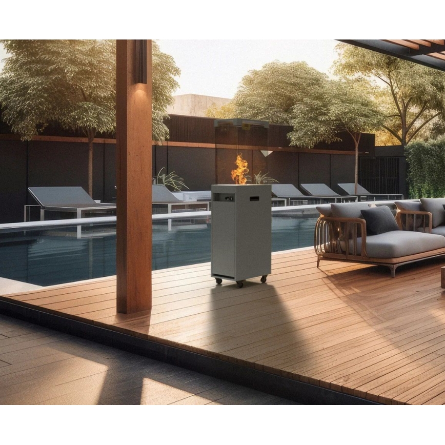 Planika - Outdoor gas fireplace 142x36 cm 8kW grey + protective cover