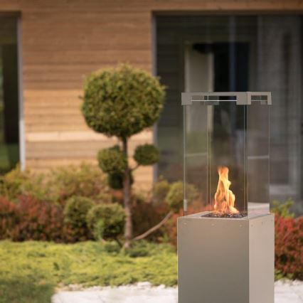 Planika - Outdoor gas fireplace 142x36 cm 8kW grey + protective cover