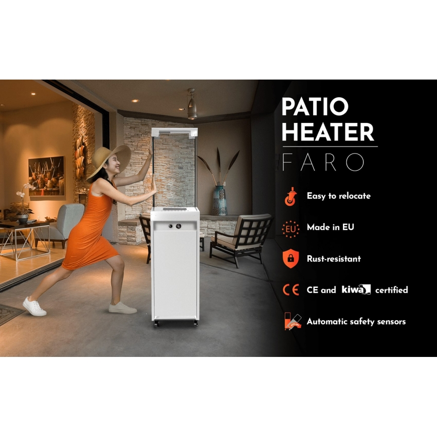 Planika - Outdoor gas fireplace 142x36 cm 8kW white + protective cover