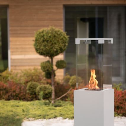 Planika - Outdoor gas fireplace 142x36 cm 8kW white + protective cover