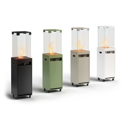 Planika - Outdoor gas fireplace 142x36 cm 8kW white + protective cover