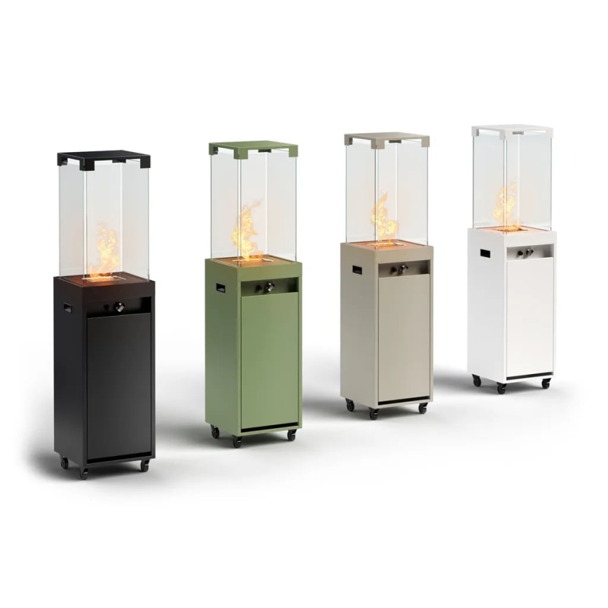 Planika - Outdoor gas fireplace 142x36 cm 8kW white + protective cover