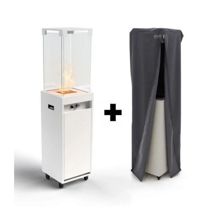 Planika - Outdoor gas fireplace 142x36 cm 8kW white + protective cover