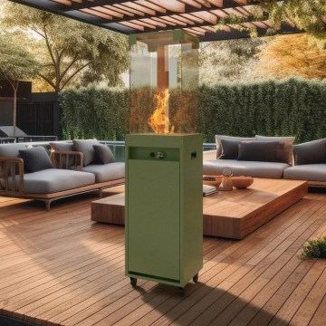 Planika - Outdoor gas fireplace 142x36 cm 8kW green + protective cover