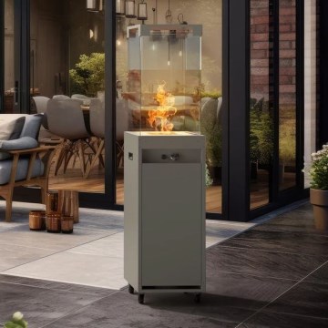 Planika - Outdoor gas fireplace 142x36 cm 8kW grey + protective cover