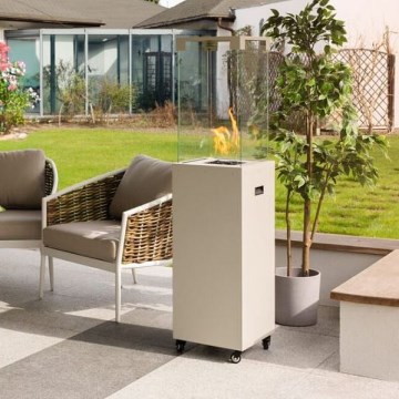 Planika - Outdoor gas fireplace 142x36 cm 8kW white + protective cover