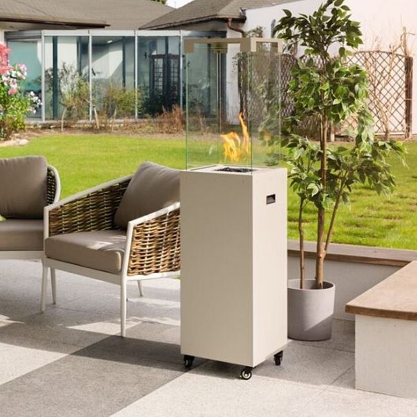 Planika - Outdoor gas fireplace 142x36 cm 8kW white + protective cover
