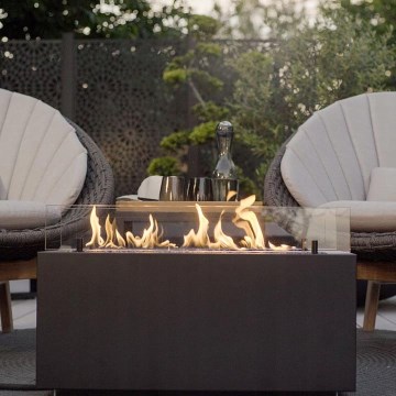 Planika - Outdoor gas fireplace 41,4x69,8 cm 10kW black + protective cover