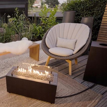 Planika - Outdoor gas fireplace 41,4x69,8 cm 10kW black + protective cover