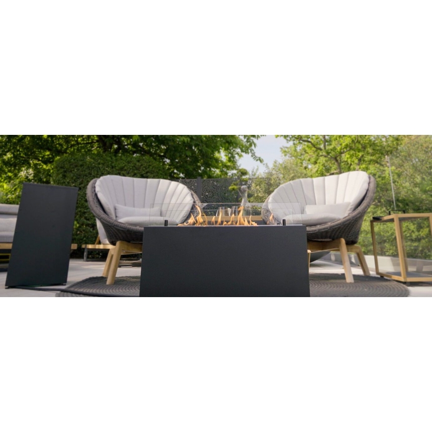 Planika - Outdoor gas fireplace 41,4x69,8 cm 10kW black + protective cover