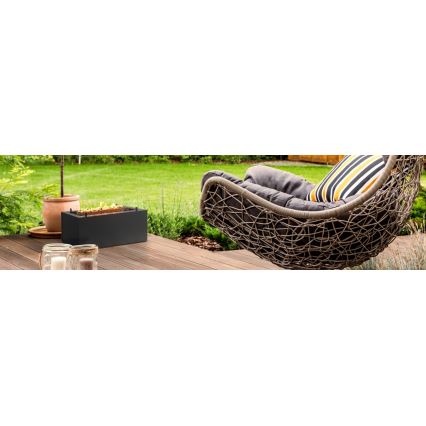 Planika - Outdoor gas fireplace 41,4x69,8 cm 10kW black + protective cover