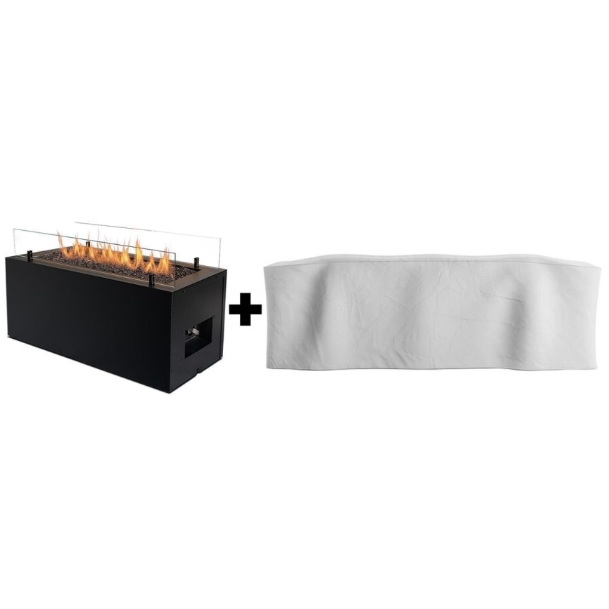 Planika - Outdoor gas fireplace 41,4x69,8 cm 10kW black + protective cover